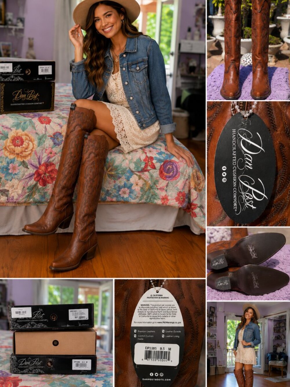🤠✨ Dan Post Tall Western Cowboy Boots 9.5B NWT Chestnut Embroidered Leather